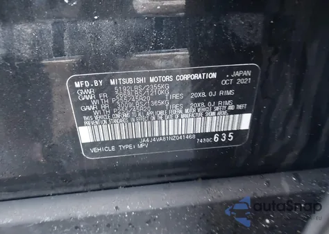 2022 Mitsubishi Outlander Sel 2.5 S-Awc из США, поврежденный, VIN JA4J4VA81NZ041468